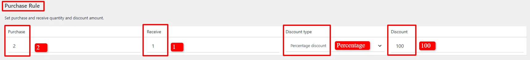 Buy 2 Get 1 Free purchase rule configuration