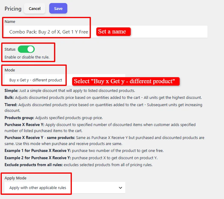 Buy 2X Get 1Y Free discount configuration