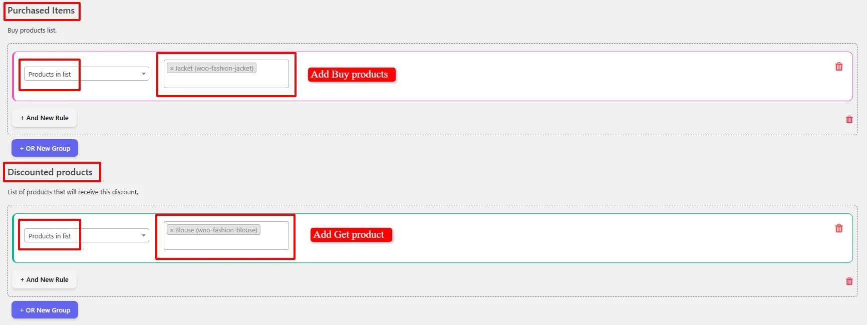Select purchased items for Buy 2X Get 1Y