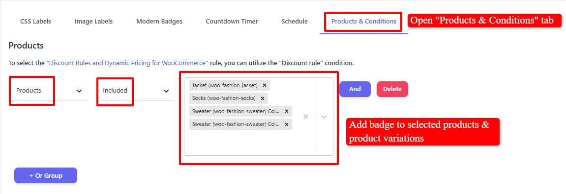 Apply timer to specific products