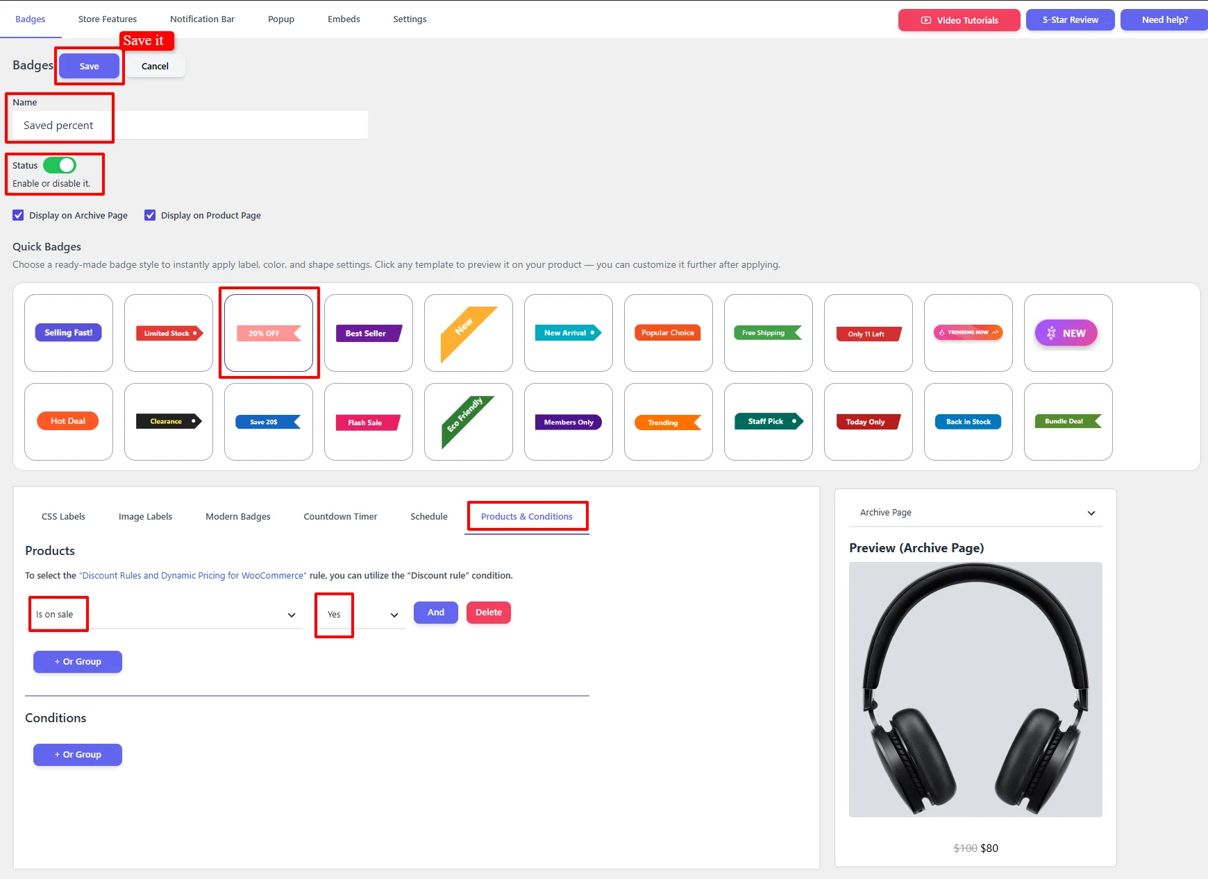 Apply badge to all sale products