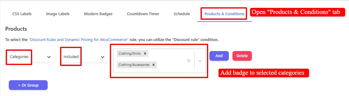 Apply timer to specific categories