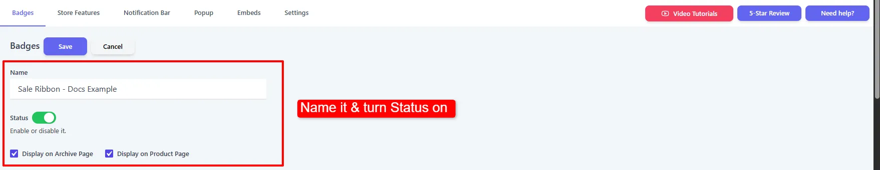 Badge editor general settings