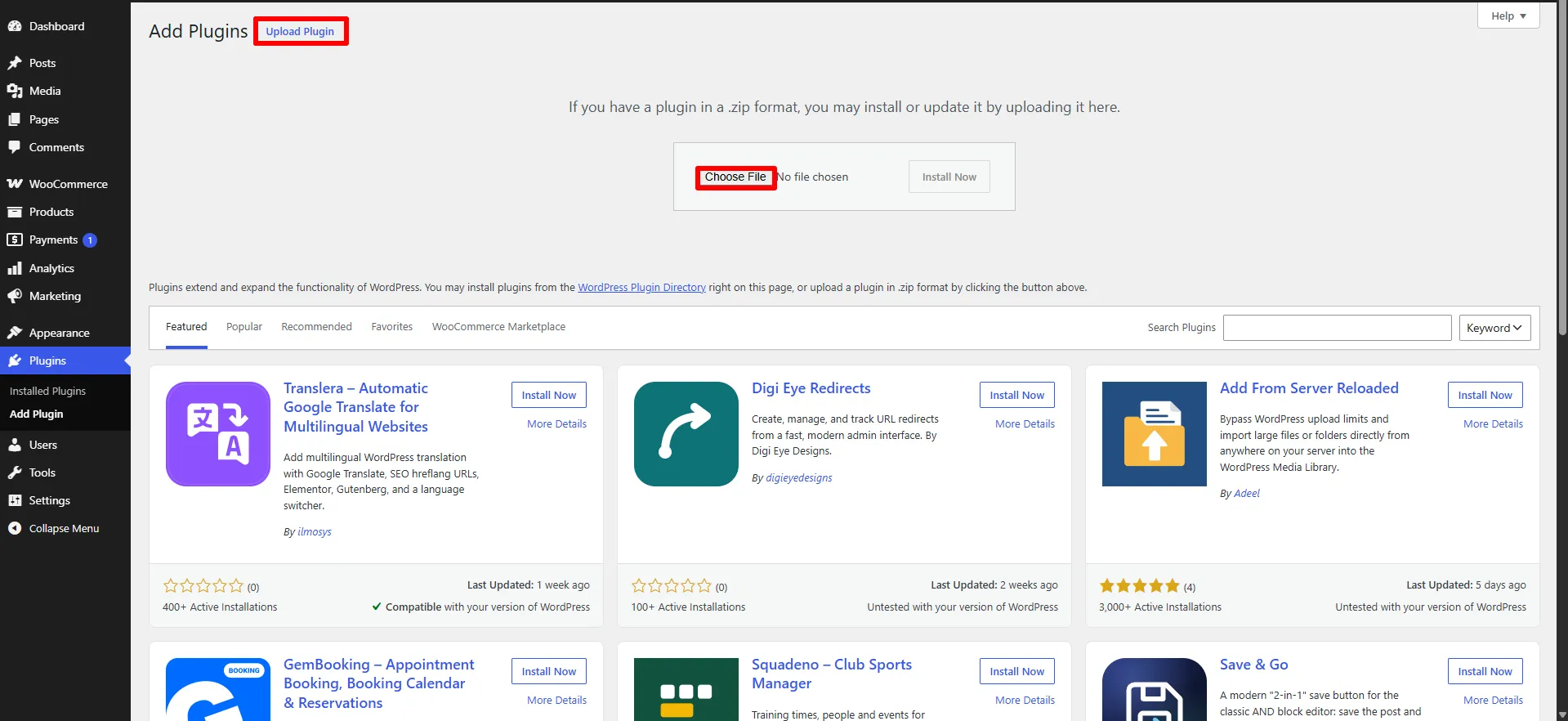 Upload Plugin — Choose File