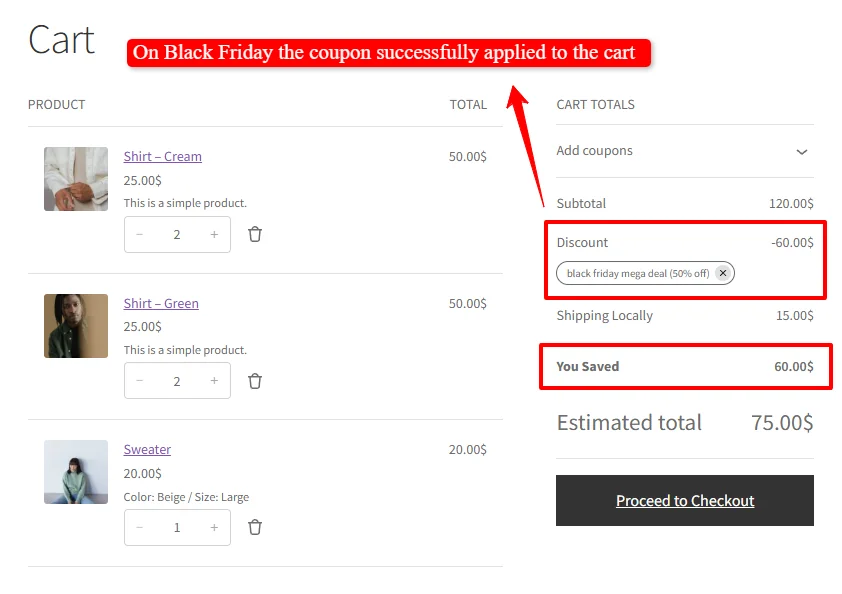 Storewide Black Friday discount applied