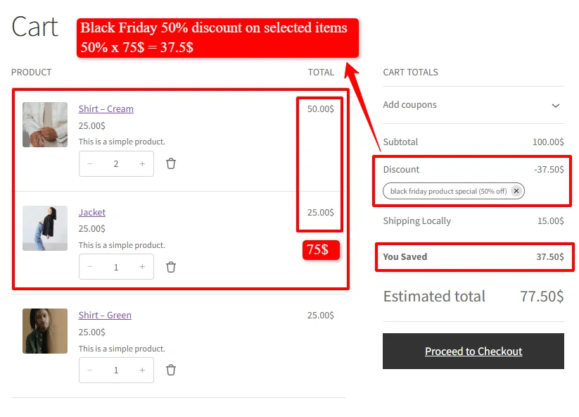 Black Friday discount on selected items