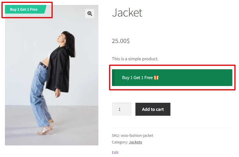 BOGO on product page