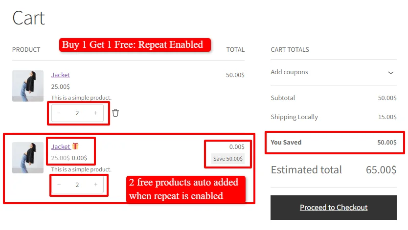Cart You Saved Example