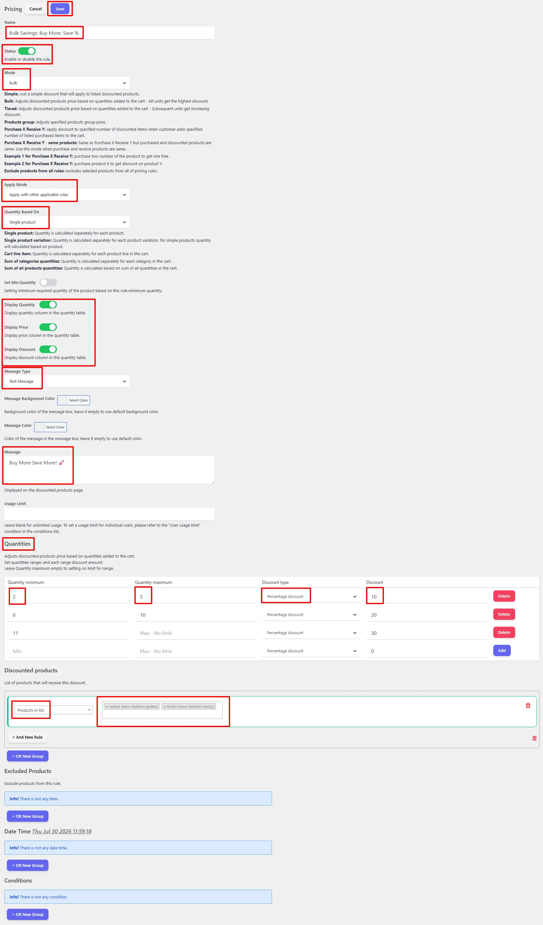 Bulk discount full configuration