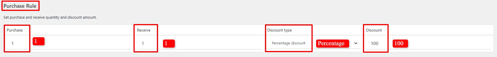 Buy X Get Y Free purchase rule configuration