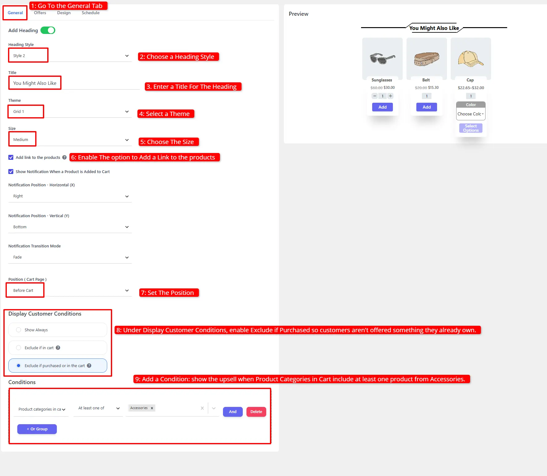 Targeting and condition settings for Cart Upsell