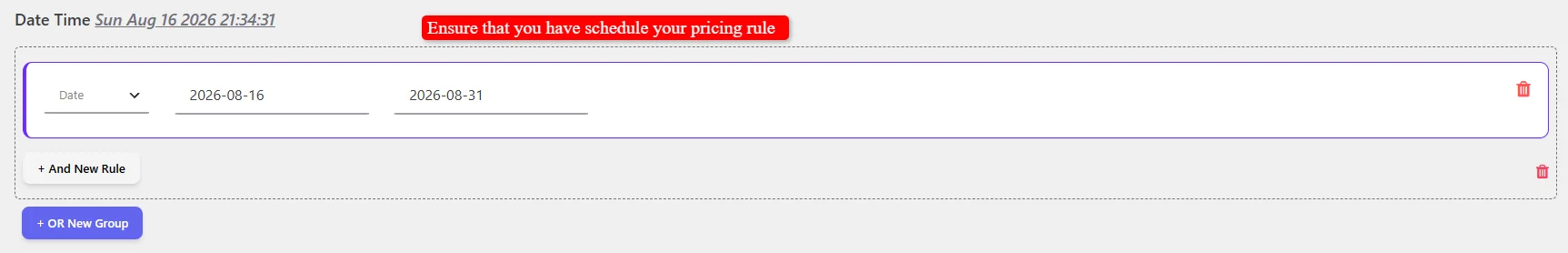 Schedule your pricing rule