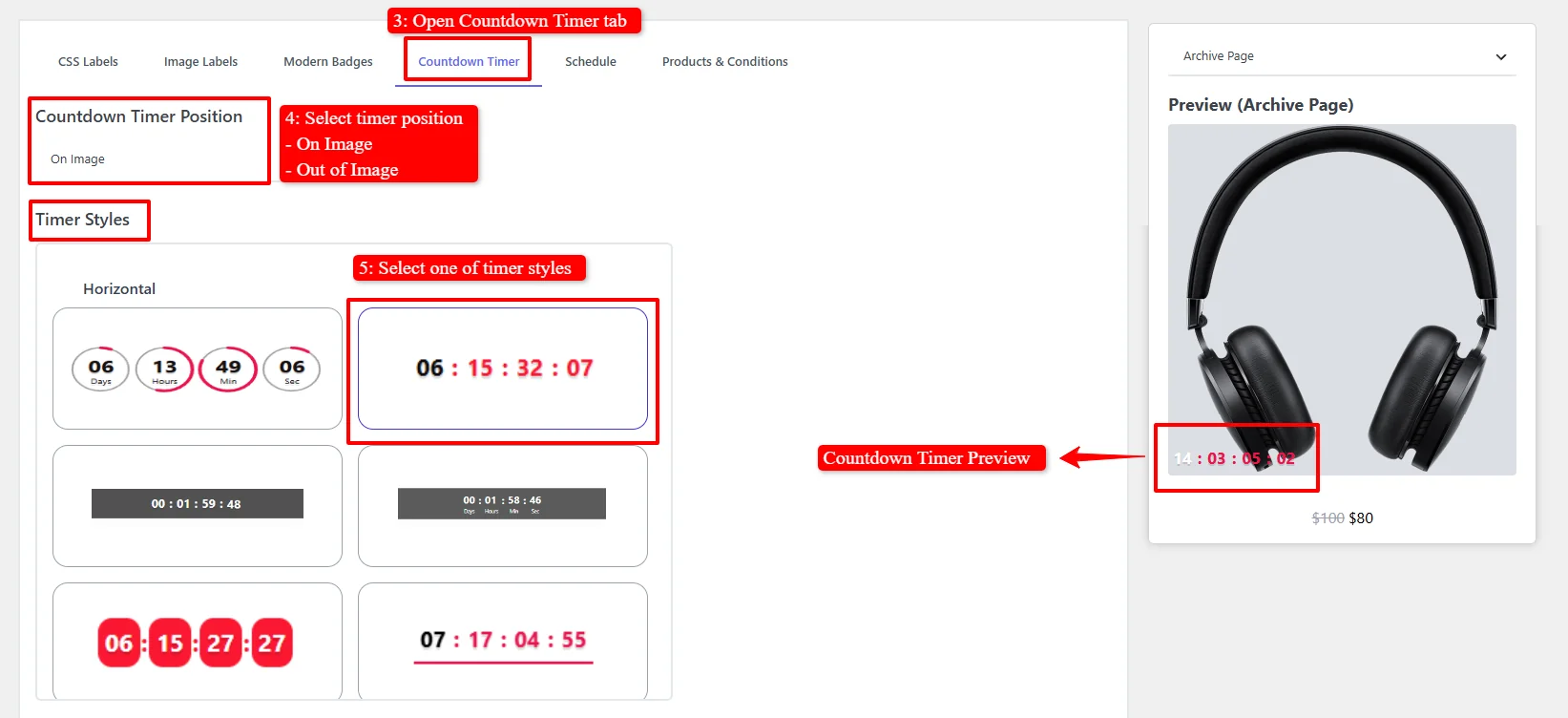 Countdown timer styles