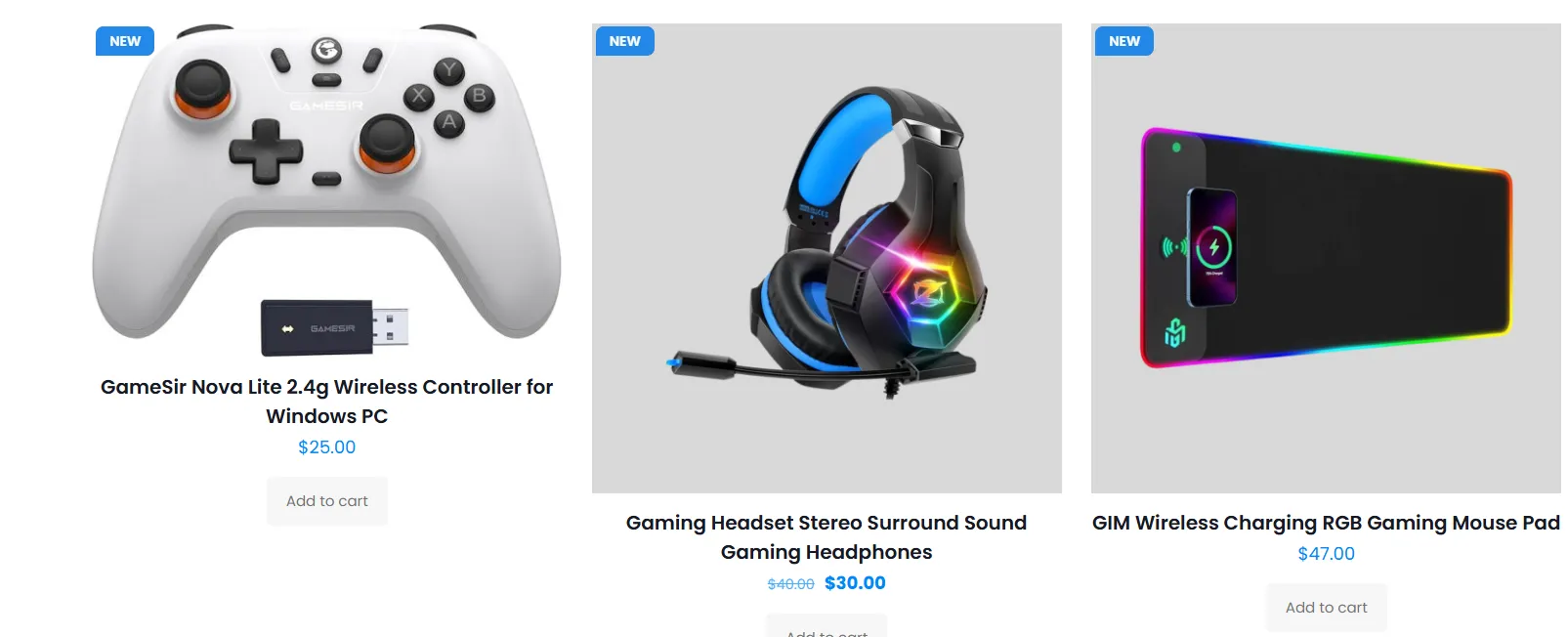 Green NEW flag on a storefront product