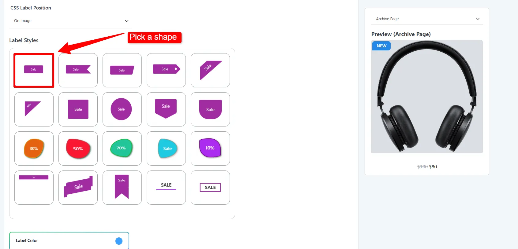 CSS Label shape gallery
