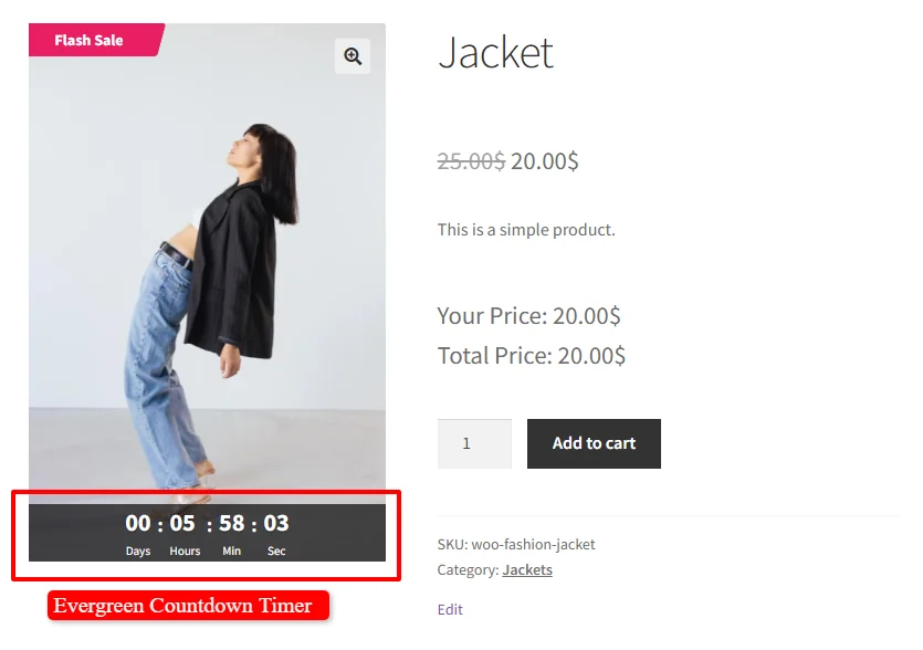Evergreen Countdown timer on product page (On Image)