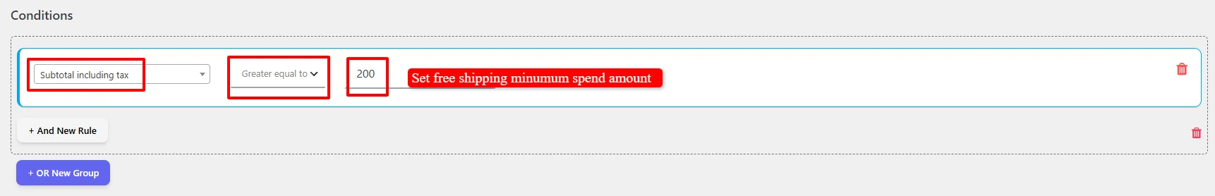 Free Shipping threshold conditions