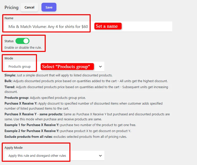Mix & Match discount configuration