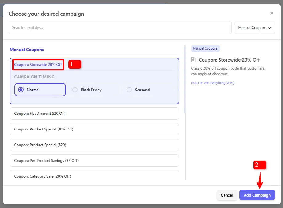 Manual Coupon Storewide template