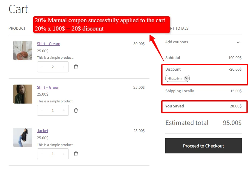 Storewide manual coupon applied