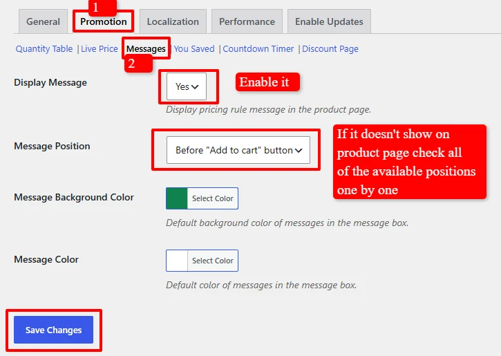 Messages Settings