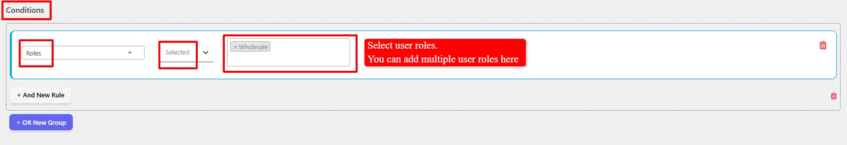 Select user roles for discount