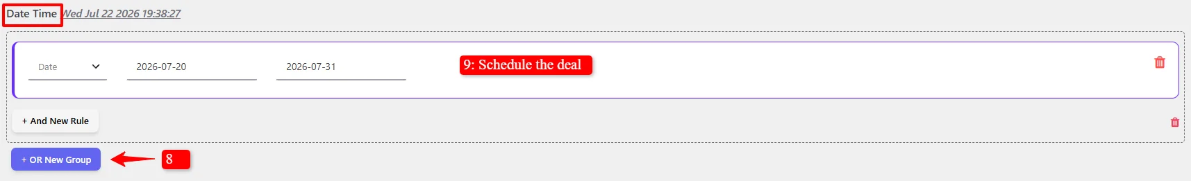 Schedule for a date period