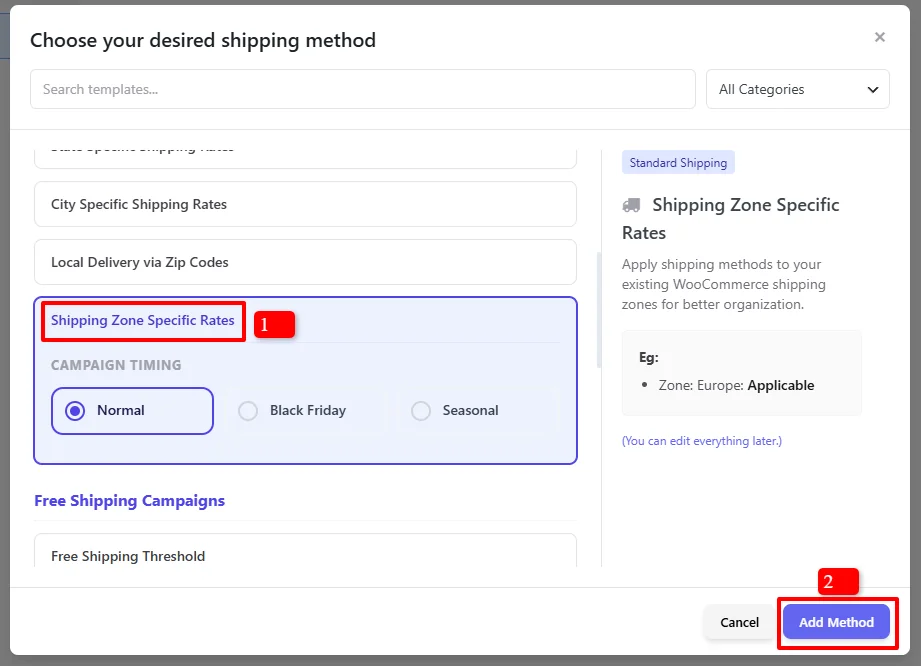 Shipping Zone Specific Rates template