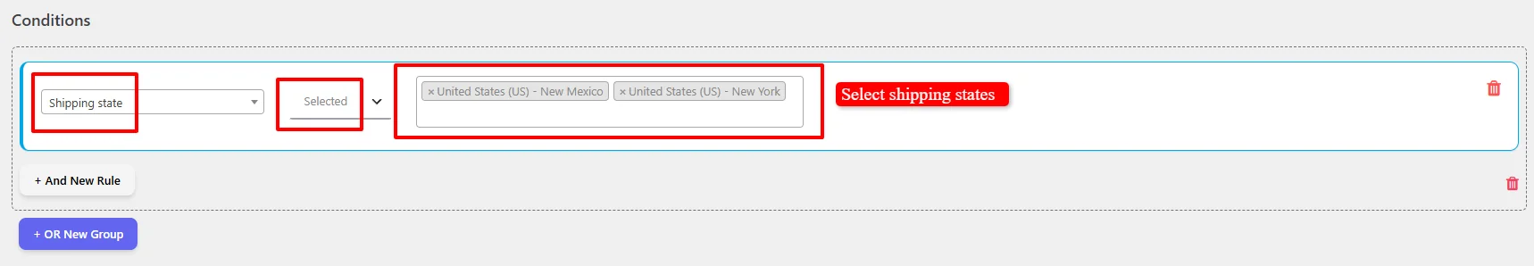 State-Based Shipping conditions