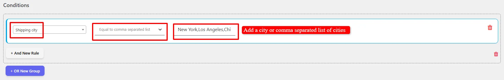 City-Based Shipping conditions