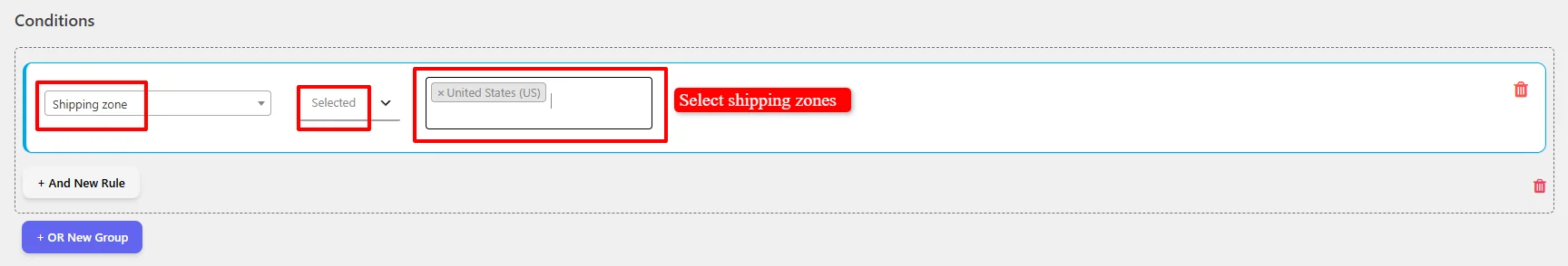 Shipping Zone-Based conditions