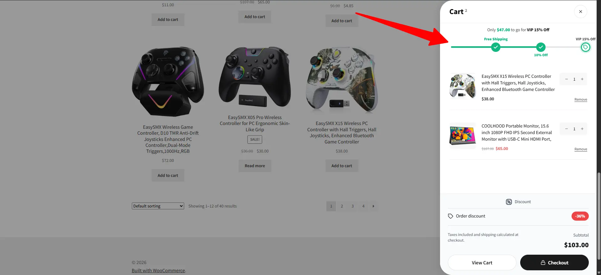 Rewards Bar in Store page