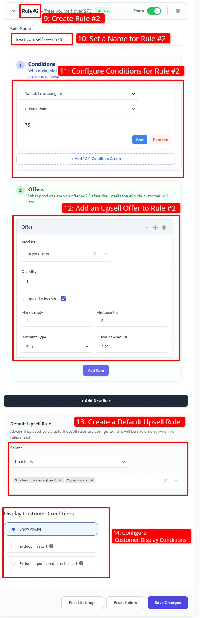 Rule #2, the Default Upsell Rule, and Display Customer Conditions