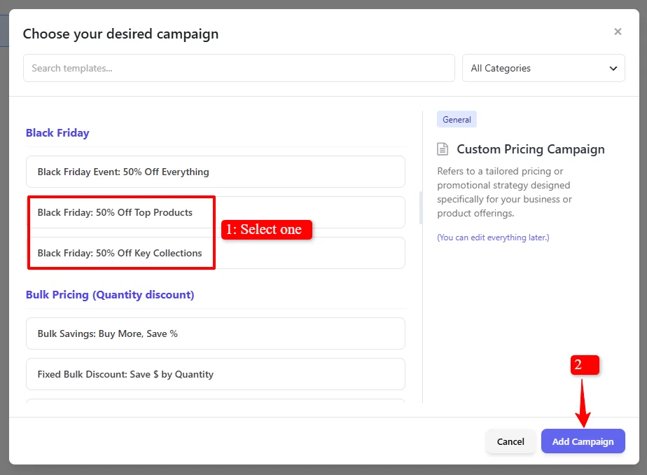 Black Friday targeted templates
