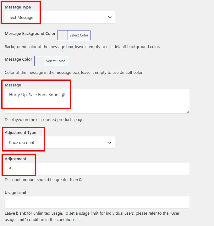 Selected product discount on product page