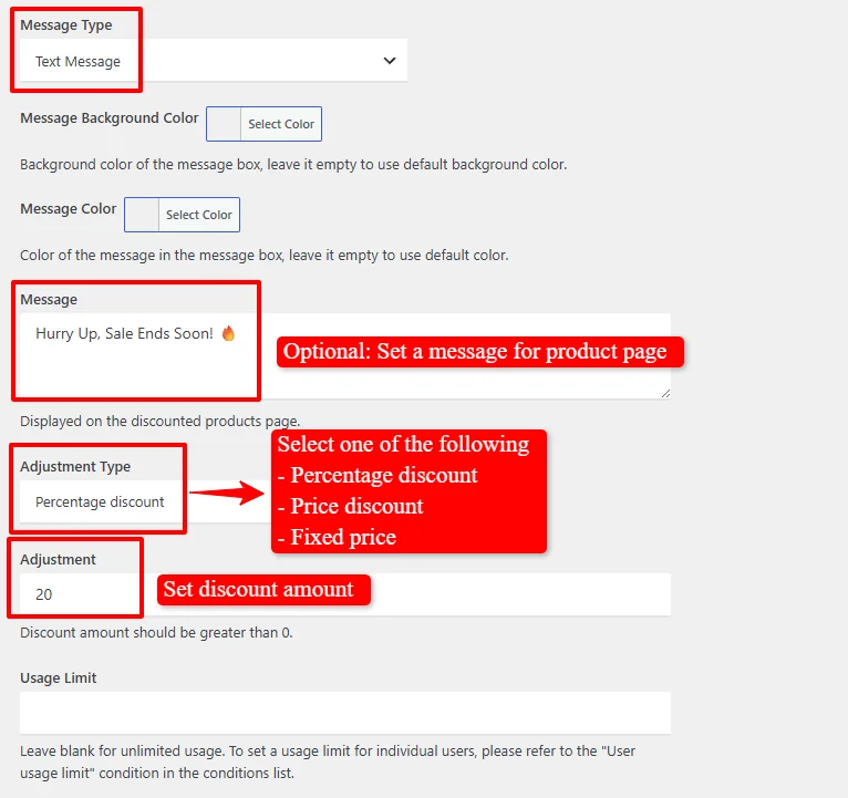 Targeted discount amount configuration