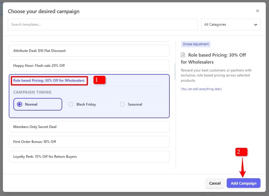 Role based Pricing template