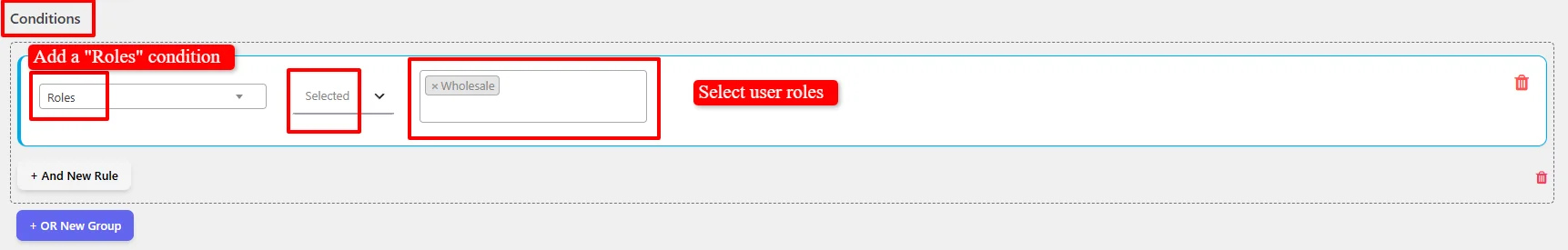 Select user roles for discount
