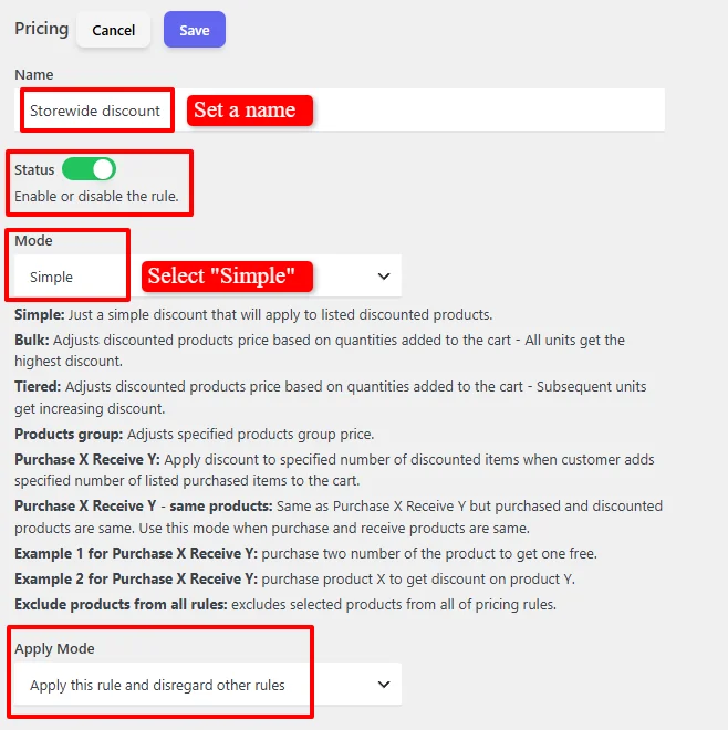 Storewide discount configuration