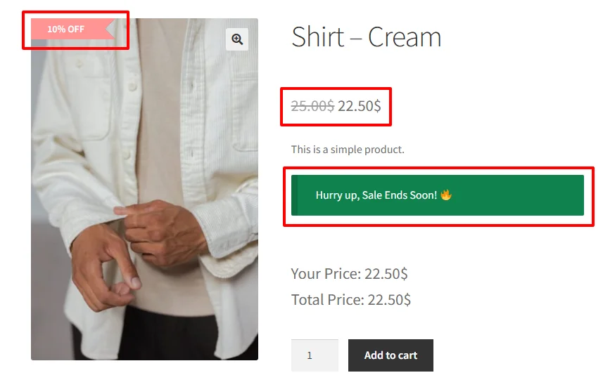 Storewide discount on product page