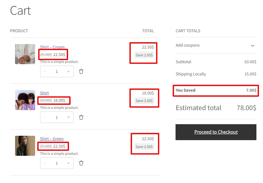 Storewide discount applied in cart