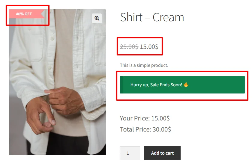 Storewide discount on product page