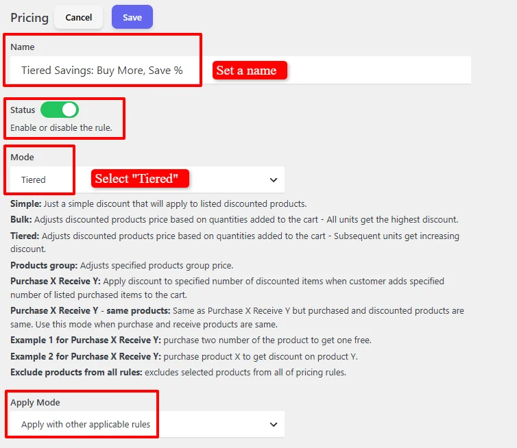 Tiered discount configuration