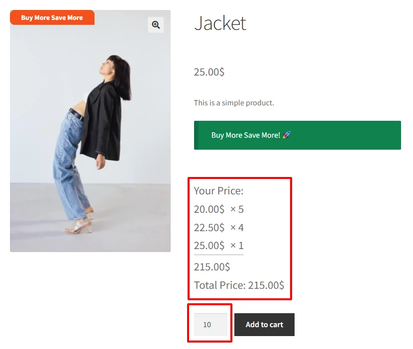 Tiered Live Price Example