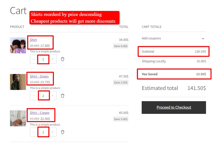 Category tiered pricing cart reorder