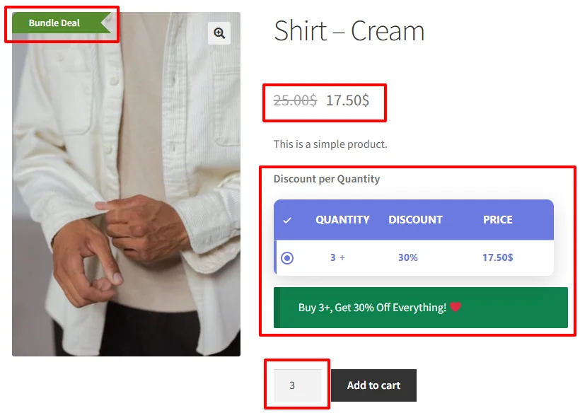 Volume kick on product page