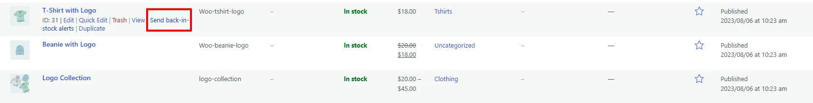 Manual send back-in-stock alerts action