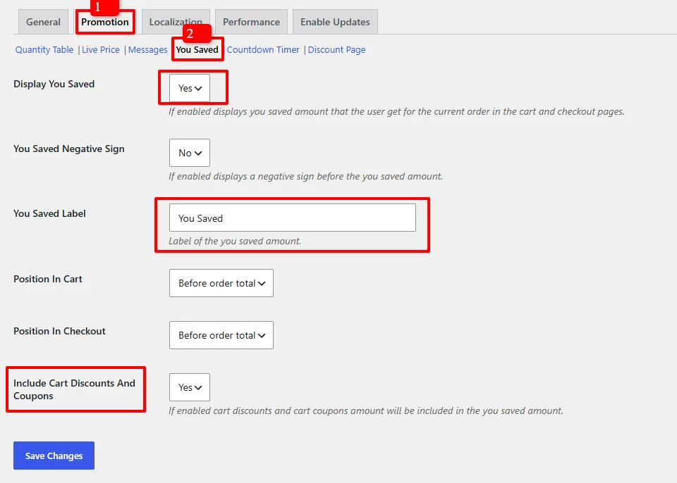 You Saved Settings