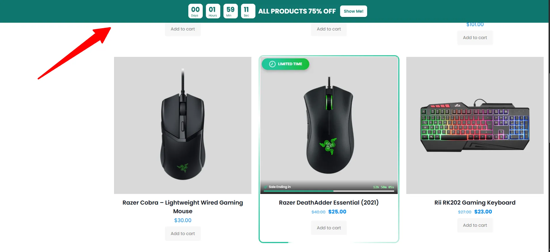 WooCommerce Notification Bars storefront example
