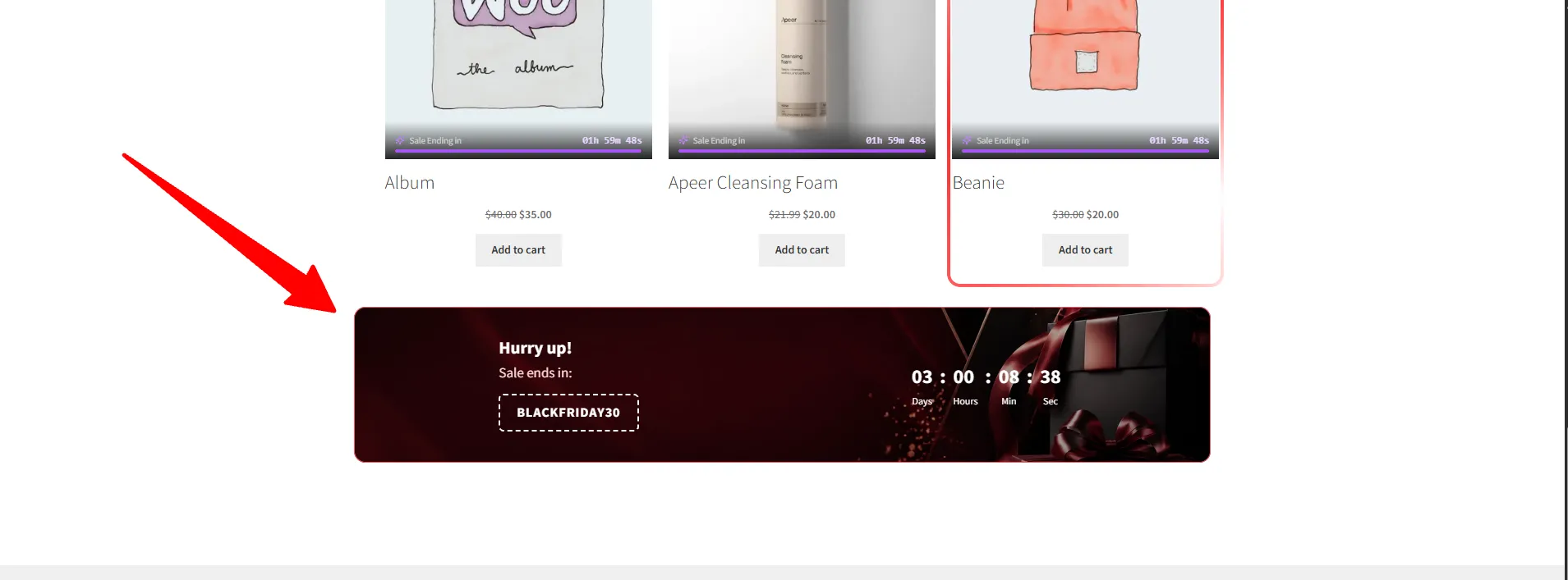 Gutenberg Blocks storefront example